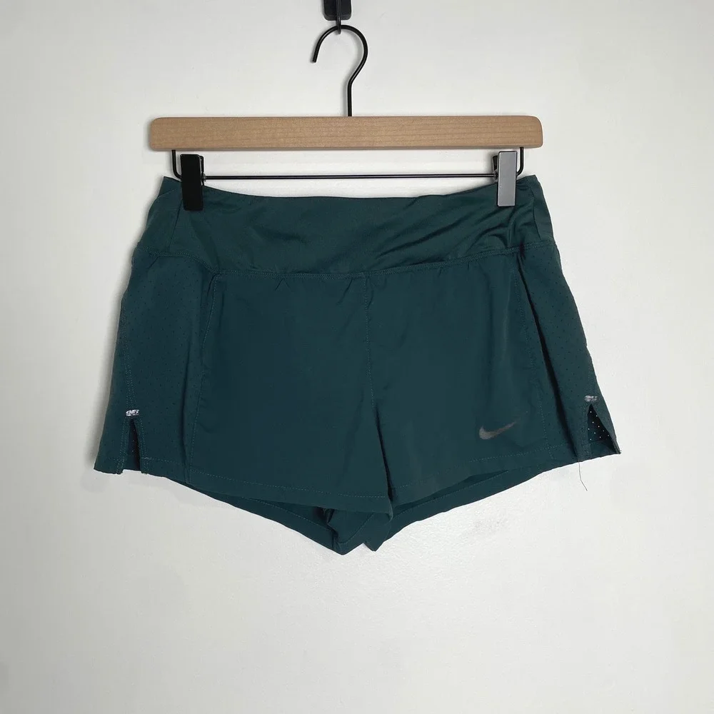 Nike Running Shorts Women Small Green Dri-FIT Athletic Gym Workout Activewear